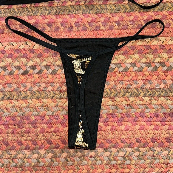 SOLD NWOT CHEETAH SEQUIN G STRING BIKINI THONG SET - Picture 2 of 6